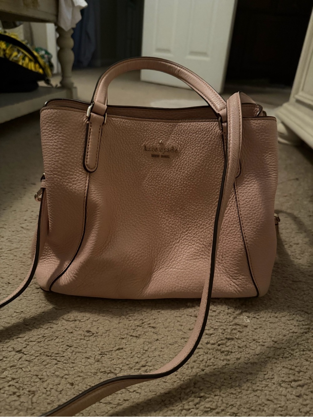 kate spade Pink Pebbled Leather Satchel with Crossbody Strap